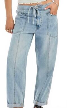 NEW DAZE villa drawstring barrel pants in wild card